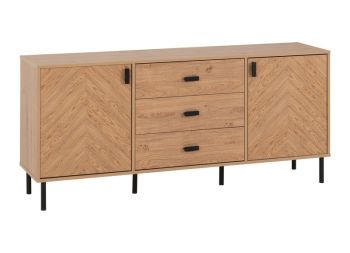 Leon 2 Door 3 Drawer Sideboard - L40 x W160 x H72.5 cm - Medium Oak Effect