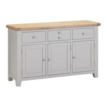 Windsor 3 Door 3 Drawer Sideboard - L40 x W137 x H82 cm - Pebble Grey/Oak