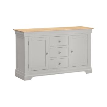 Bordeaux 2 Door 3 Drawer Sideboard - L43 x W139 x H83 cm - Pebble Grey/Oak