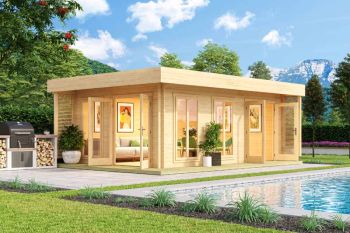 Dominica-Log Cabin, Wooden Garden Room, Timber Summerhouse, Home Office - L660 x W480 x H245.1 cm
