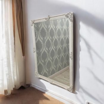 Framed Wall Mirror - L8 x W92 x H122 cm - White
