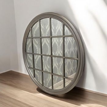 Round Framed Wall Mirror - L5 x W120 x H120 cm - Silver