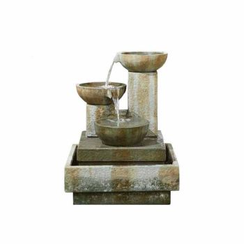 Patina Bowls Water Feature - Glassfibre Reinfornced Concrete (GRC) - L70 x W70 x H90 cm - Natural Stone