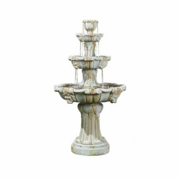 Lioness Fountain Water Feature - Glassfibre Reinfornced Concrete (GRC) - L82 x W82 x H51 cm - Natural Stone