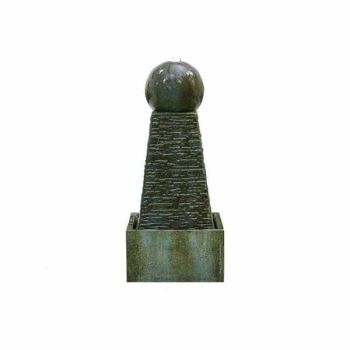 Obelisk Falls inc. LEDs Water Feature - Glassfibre Reinfornced Concrete (GRC) - L49 x W49 x H110 cm - Natural Stone