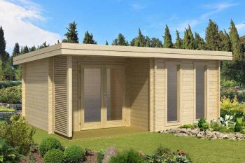 Orkney-Log Cabin, Wooden Garden Room, Timber Summerhouse, Home Office - L580 x W450 x H233.7 cm