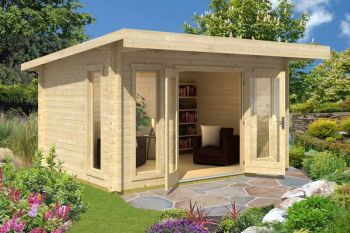 Barbados 3-Log Cabin, Wooden Garden Room, Timber Summerhouse, Home Office - L459 x W419 x H241.94 cm