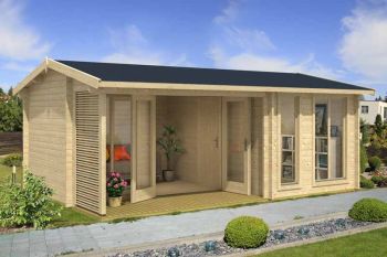 Montrose 44-Log Cabin, Wooden Garden Room, Timber Summerhouse, Home Office - L615 x W429.7 x H250.8 cm
