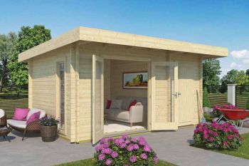 Chameleon 44-Log Cabin, Wooden Garden Room, Timber Summerhouse, Home Office - L510 x W410 x H233.7 cm
