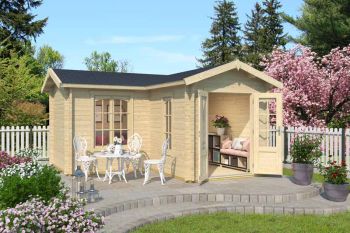 Portsmouth-Log Cabin, Wooden Garden Room, Timber Summerhouse, Home Office - L450 x W447.6 x H245.1 cm