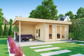 Anders-Log Cabin, Wooden Garden Room, Timber Summerhouse, Home Office - L688 x W414.8 x H233.7 cm