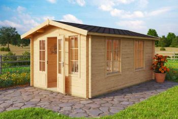 Alexandra-Log Cabin, Wooden Garden Room, Timber Summerhouse, Home Office - L535 x W347.6 x H245.1 cm