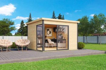 Domeo 1 + Domeo 1 Al pack ISO-Log Cabin, Wooden Garden Room, Timber Summerhouse, Home Office - L319.6 x W319.6 x H239.4 cm