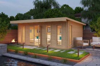 Barbados 6-Log Cabin, Wooden Garden Room, Timber Summerhouse, Home Office - L628.8 x W468.8 x H233.7 cm