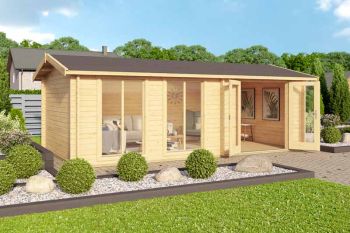 Shetland-Log Cabin, Wooden Garden Room, Timber Summerhouse, Home Office - H245 cm