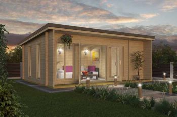 Japan-Log Cabin, Wooden Garden Room, Timber Summerhouse, Home Office - L648 x W470 x H250.8 cm