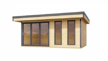 Domeo 8 + Domeo 8 Al. pack-Log Cabin, Wooden Garden Room, Timber Summerhouse, Home Office - L560 x W489.2 x H239.4 cm