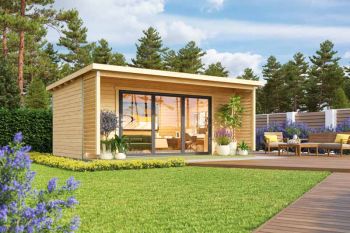 Liverpool 3-Log Cabin, Wooden Garden Room, Timber Summerhouse, Home Office - L580 x W430 x H239.4 cm