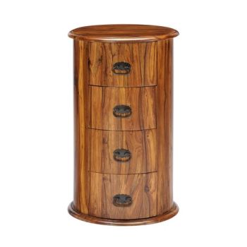 4 Drawer Drum Chest - Sheesham Wood - L45 x W45 x H70 cm - Honey Dark Finish