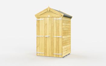 4 x 4 Feet Apex Shed - Double Door Without Windows - Wood - L127 x W118 x H217 cm