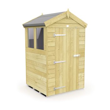 4 x 4 Feet Apex Shed - Single Door With Windows - Wood - L127 x W118 x H217 cm