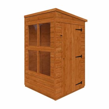 4x4 Flex Pent Summerhouse Garden Sunroom 12mm Flex - L123.8 x W115 x H203 cm - Solid Wood/Softwood/Pine - Burnt Orange
