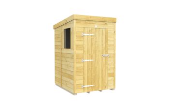 4 x 5 Feet Pent Shed - Single Door With Windows - Wood - L147 x W127 x H201 cm