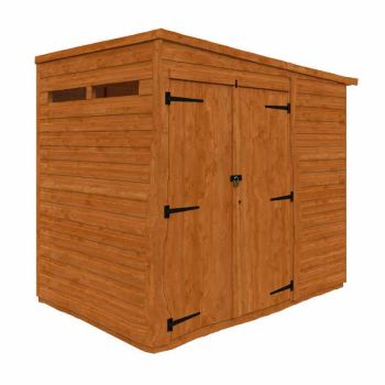 4x6 Flex Pent Security Doubel Door 12mm Flex - L123.8 x W175 x H203 cm - Solid Wood/Softwood/Pine - Burnt Orange