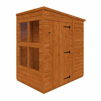 4x6 Flex Pent Summerhouse Garden Sunroom 12mm Flex - L123.8 x W175 x H203 cm - Solid Wood/Softwood/Pine - Burnt Orange