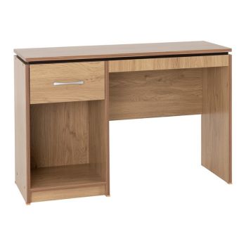 Charles Computer Desk - L40 x W110 x H74.5 cm - Oak Effect Veneer with Walnut Trim