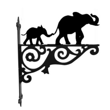 Mother And Baby Elephant Hanging Bracket