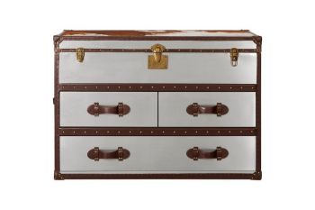 Kensington Townhouse Cowhide Cabinet - Metal/Wood - L45 x W110 x H76 cm - White/Brown