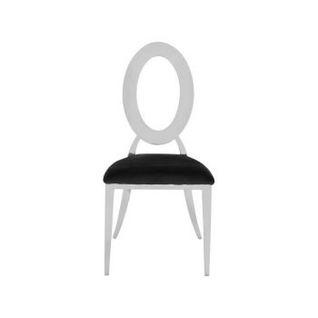 Yasmin Oval Back Velvet Dining Chair - Wood/Metal/Textile/Synthetic - L49 x W58 x H96 cm - Black/Silver