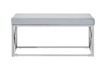 Allure Powder Blue and Silver Bench - Metal - L44 x W97 x H46 cm