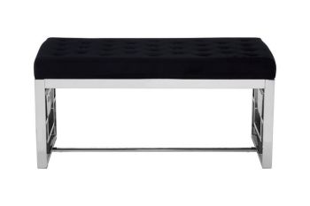 Allure Tufted Bench - Metal/Textile - L44 x W97 x H46 cm - Black/Silver