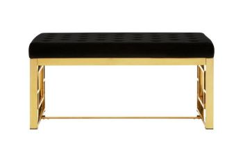 Allure Velvet Bench - Metal/Textile - L44 x W97 x H46 cm - Black/Gold