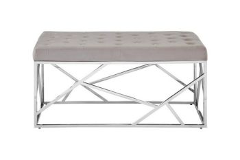 Allure Mink Velvet and Asymmetric Bench - Metal/Textile - L44 x W97 x H46 cm