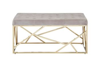 Allure Mink Velvet and Gold Finish Frame Bench - Metal/Textile - L44 x W97 x H46 cm
