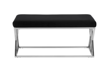 Allure Black Seat Bench - Metal/Textile - L44 x W97 x H46 cm