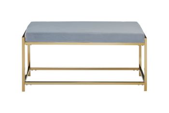 Allure Gold and Powder Blue Bench - Metal/Textile - L44 x W97 x H46 cm