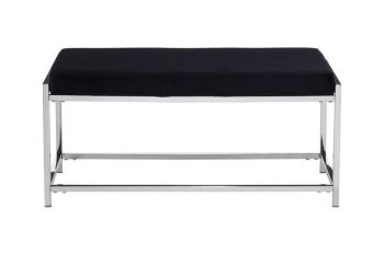 Allure Black Seat and Silver Metal Frame Bench - Metal/Textile - L44 x W97 x H46 cm