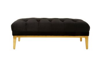 Piermount Chesterfield Ottoman - Wood/Textile - L65 x W123 x H46 cm - Black/Gold