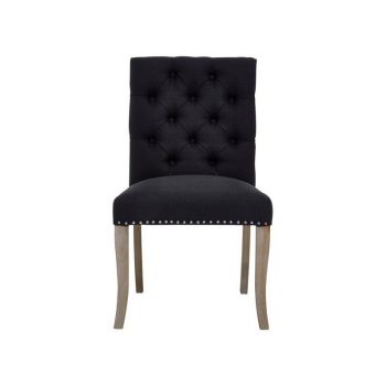Kensington Townhouse Linen Dining Chair - Wood/Textile/Synthetic - L62 x W56 x H97 cm - Black