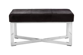 Kensington Townhouse Leather Bench - Metal/Wood - L45 x W90 x H45 cm - Black/Silver
