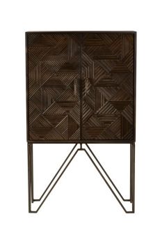 Saira Cabinet - Metal/Wood - L42 x W92 x H152 cm - Grey