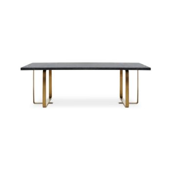 Lena Dining Table - Metal/Synthetic - L100 x W240 x H77 cm - Black/Gold/Grey