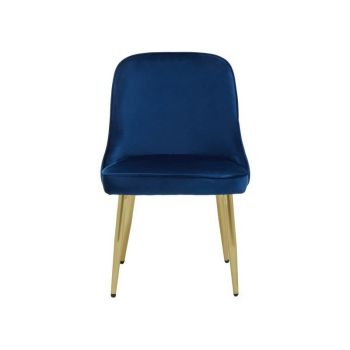 Demi Velvet Dining Chair - Metal/Synthetic/Textile - L57 x W54 x H83 cm - Blue