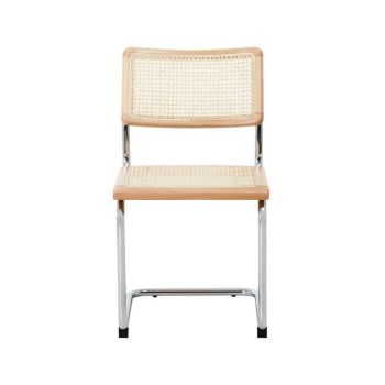 Cebu Dining Chair - Metal/Wood - L78.8 x W58 x H53 cm - Silver/Natural