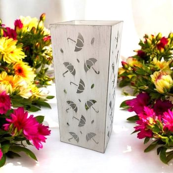 Square Umbrella Stand - Metal - L19 x W19 x H49 cm - Cream