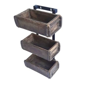 3 Brick Mold Wallrack Planter - Reclaimed Wooden - L5 x W6 x H50 cm